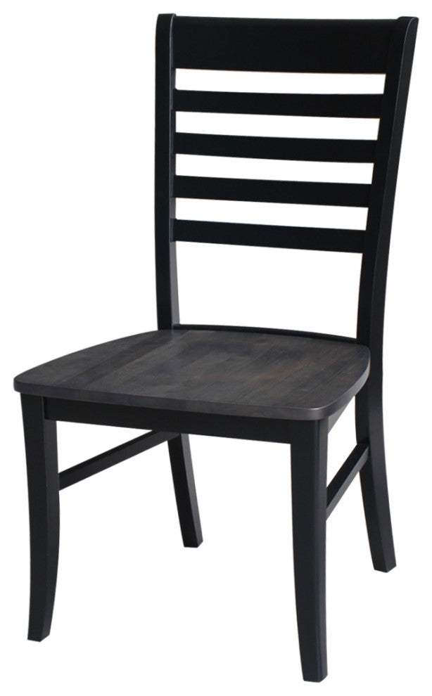 Set of Two Roma Ladderback Chairs, Coal-Black/Washed Black
