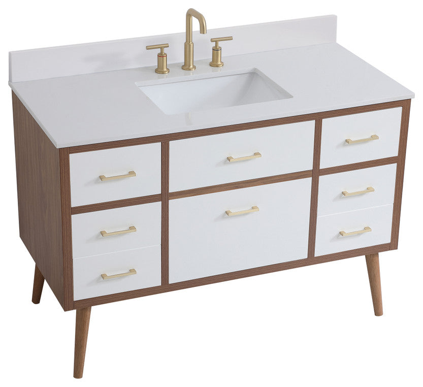 Bella 48" Bathroom Vanity, White With Backsplash