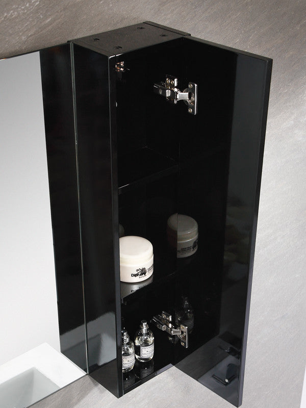 Fine Fixtures Atwood Mirror With Side Cabinet, Black, 24"