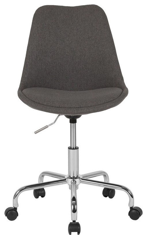Mid, Back Dark Gray Fabric Task Chair With Pneumatic Lift and Chrome Base