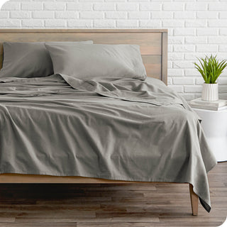 Bare Home Cotton Flannel Sheet Set, Light Gray, Twin Xl