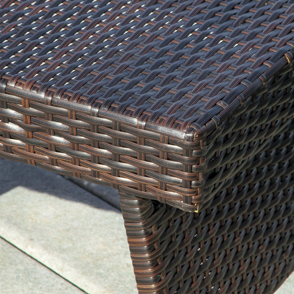 Olivia Outdoor Wicker Folding Side Table, Multibrown, Single