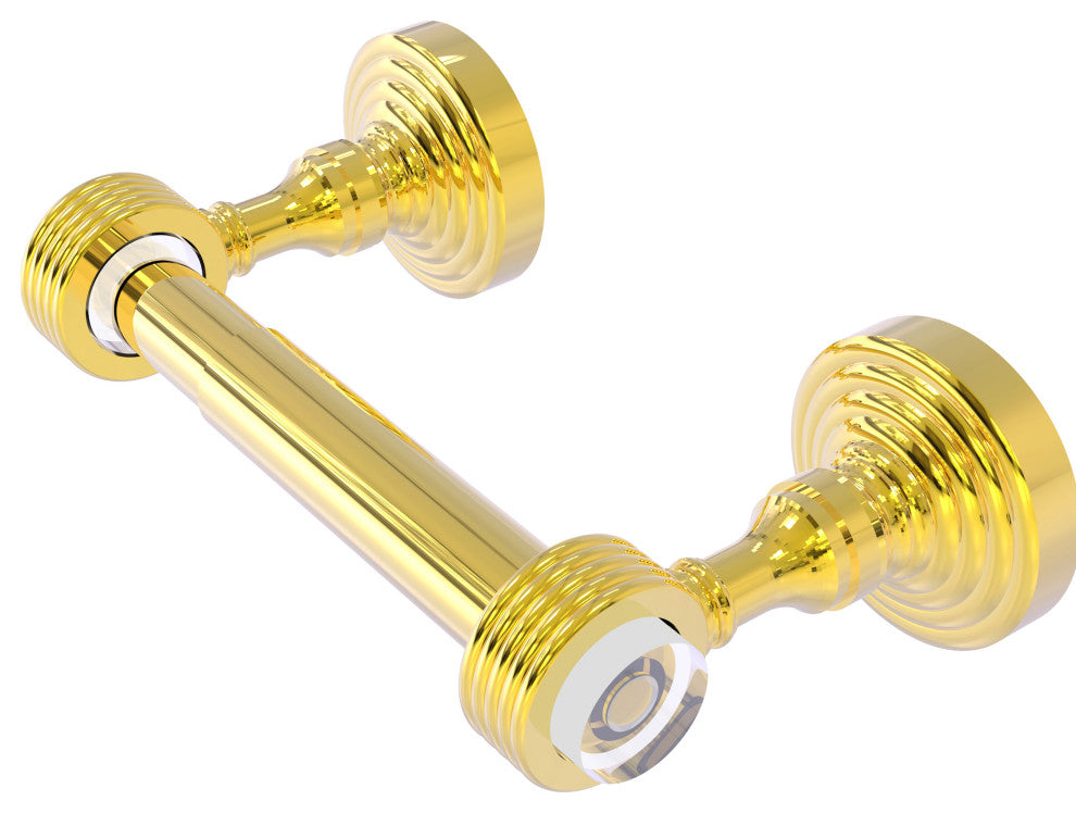 Pacific Grove 2-Post Toilet Paper Holder with Groovy Accents, Polished Brass
