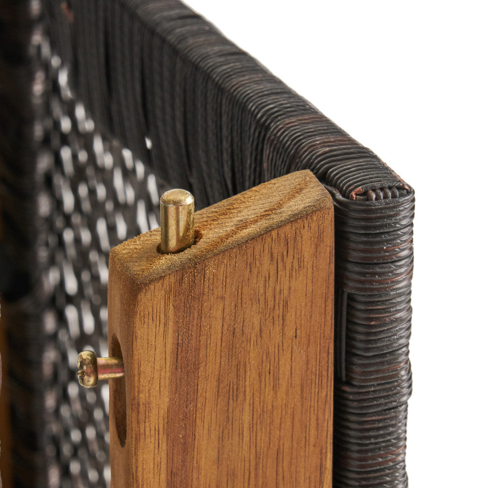 Elizabeth Outdoor 45" Rectangular 5-Piece Wood and Wicker Bar Height Set, Natural Wood