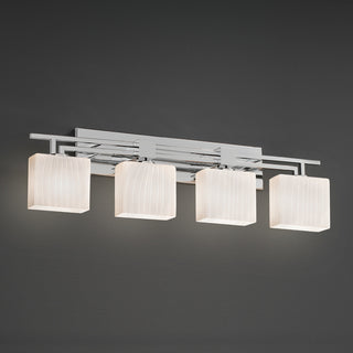 Fusion Aero 4-Light Bath Bar, Rectangle, Polished Chrome, Ribbon Shade