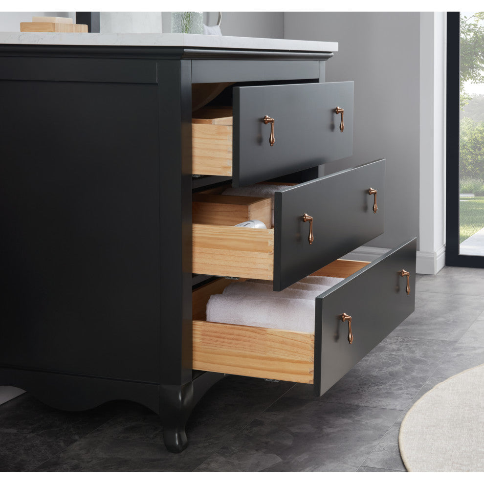 Legion Furniture WS2512 Series Bathroom Sink Vanity, Tricorn Black, 36", Artificial Stone Top, Single Sink