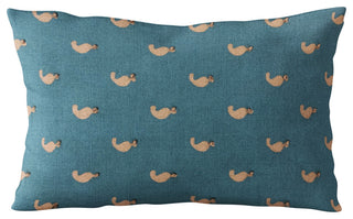 Plutus Blue Beaded Motif Luxury Throw Pillow, 12"x20"