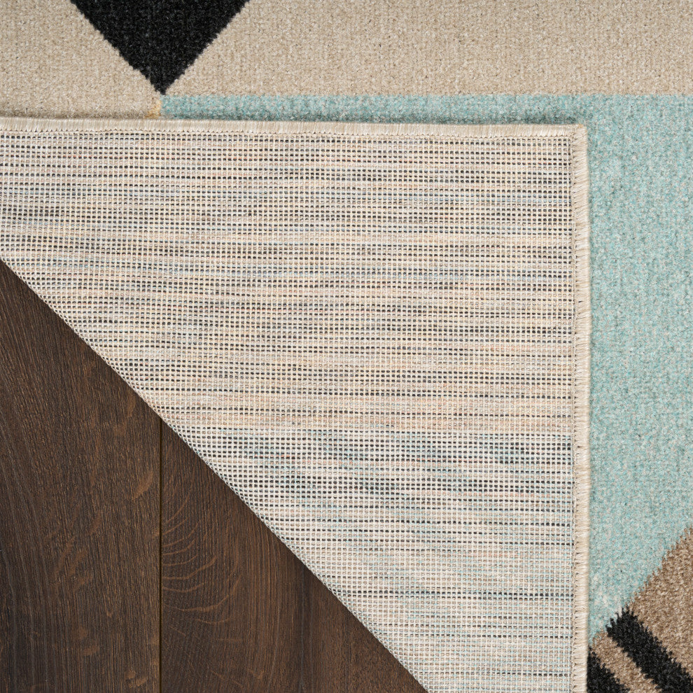 Nourison Washable Decor 9' x 12' Blue Multicolor Modern Indoor Rug