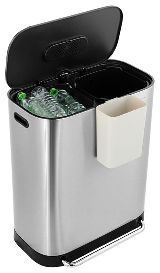 Kitchen 16-Gallon Double-Bucket Step Trash Can With Odor Filter and Lid Support