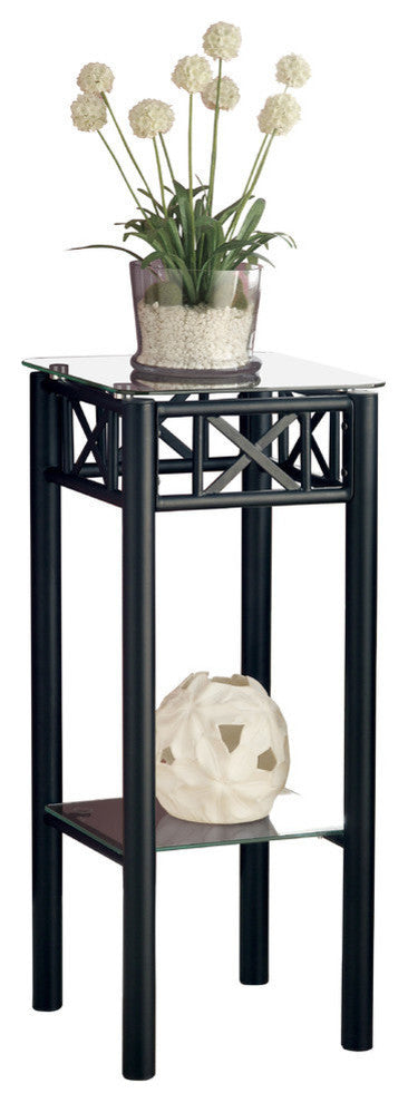 Accent Table - Black Metal With Tempered Glass