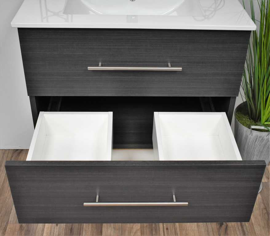 Napa 30" Modern Floating Bathroom Vanity With Round Handles Cabinet Only, Black Ash
