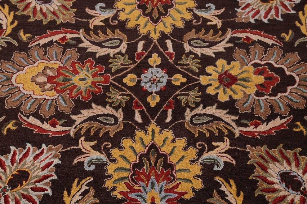 Transitional Oushak Hand Tufted Oriental Floral Area Rug, Brown, 4x6'