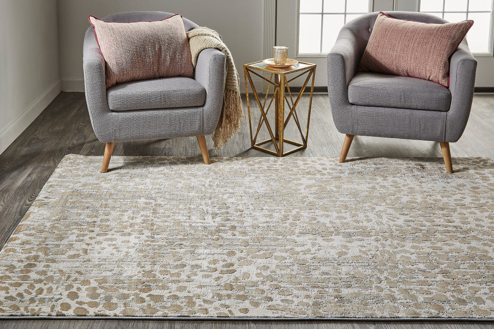 Weave & Wander Vanhorn Animal Print, Brown/Ivory/Tan, 1'8"x2'10"