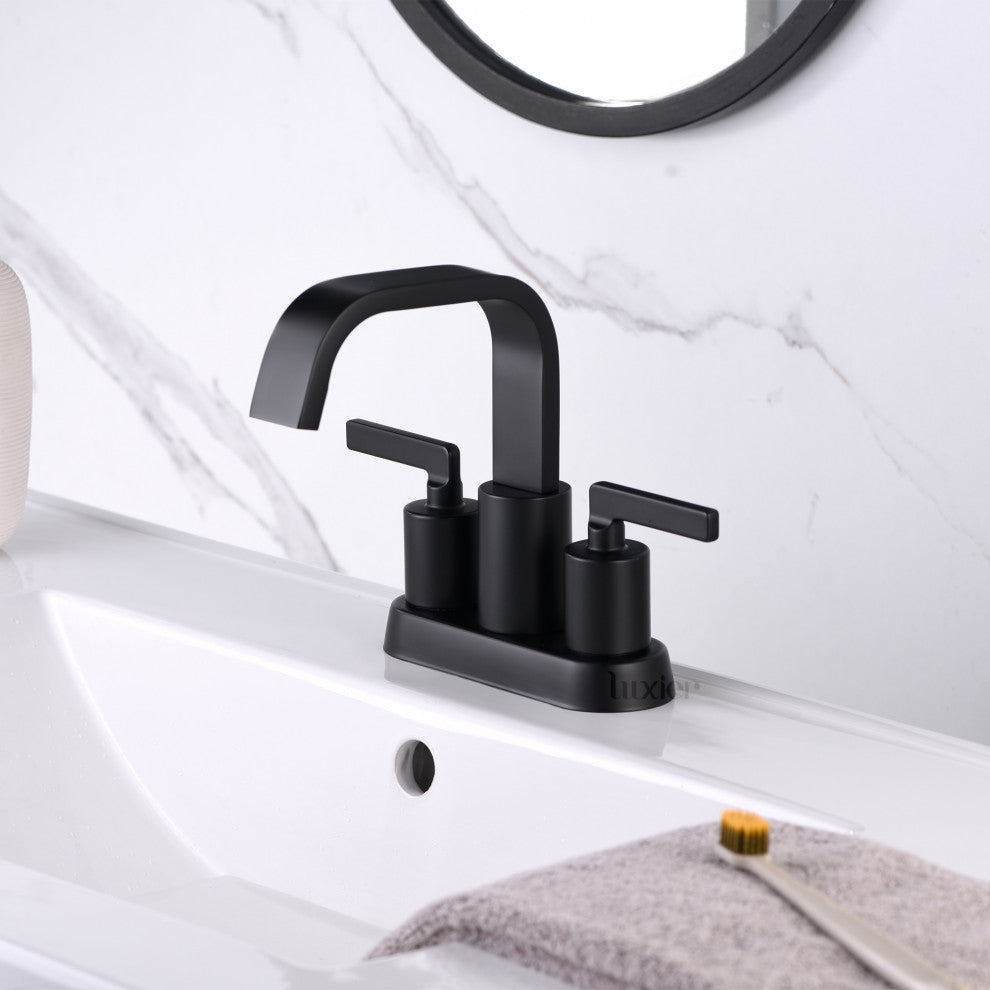 Luxier MSC14-T Single-Handle Bathroom Faucet With Drain, Matte Black