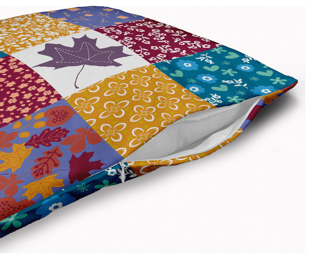 Printed Quilt Leaves Accent Pillow With Removable Insert, Larkspur, 24"x24"