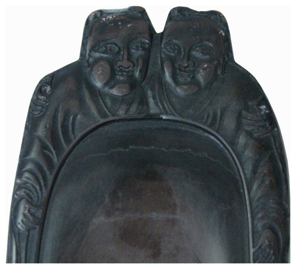 Chinese Double Golden Kids Motif Ink Stone Ink Well Dip Pad Hws2459