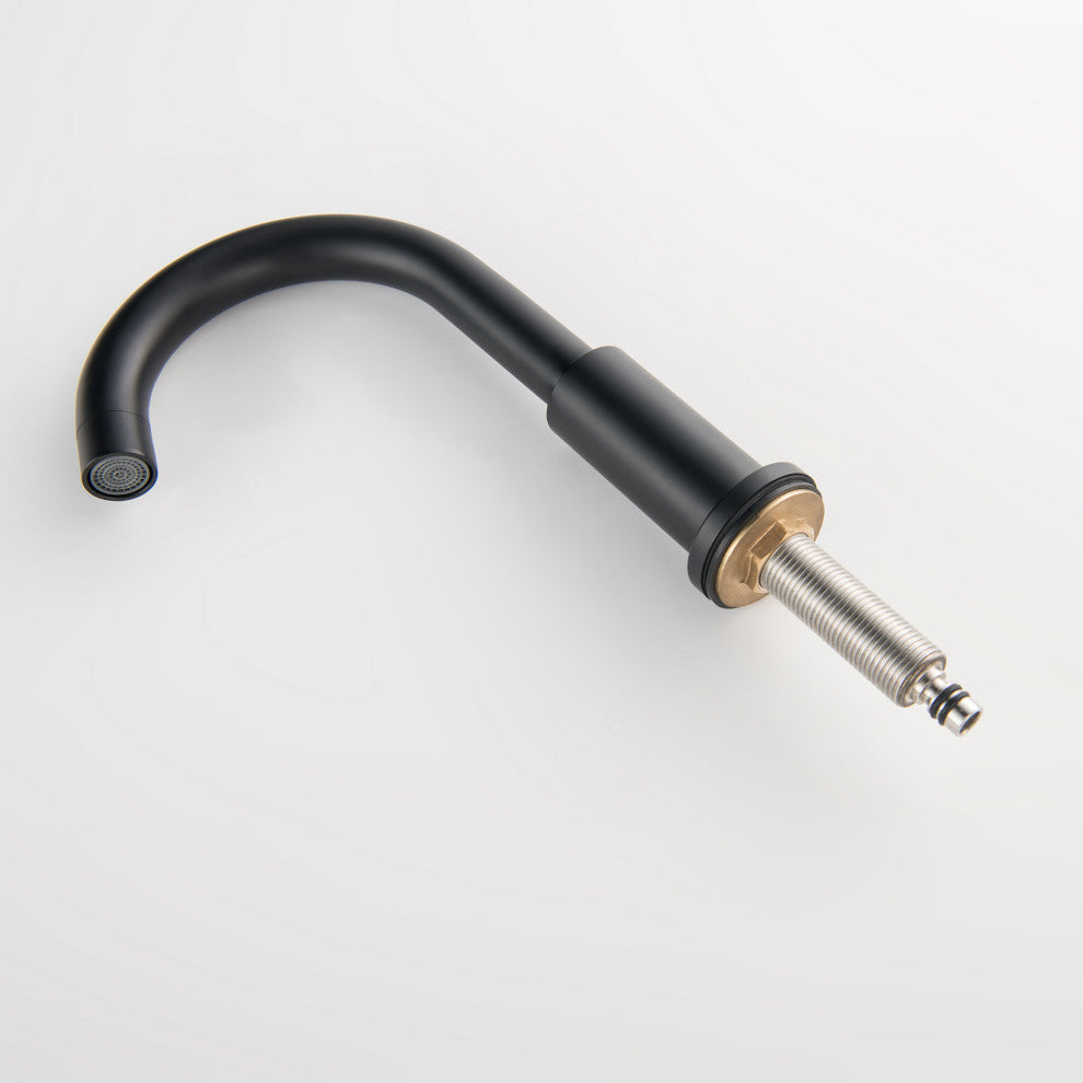 Deck Mounted Dual Handles High-Arc Widespread Bathroom Faucet, Matte Black
