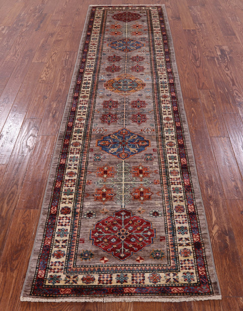 Runner Super Kazak Hand-Knotted Wool Rug 2' 10" X 10' 5" Q9820