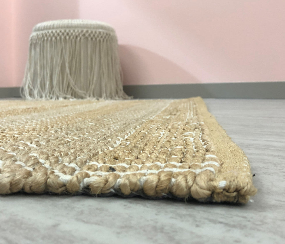 5" x 7" Tan Geometric Striped Area Rug