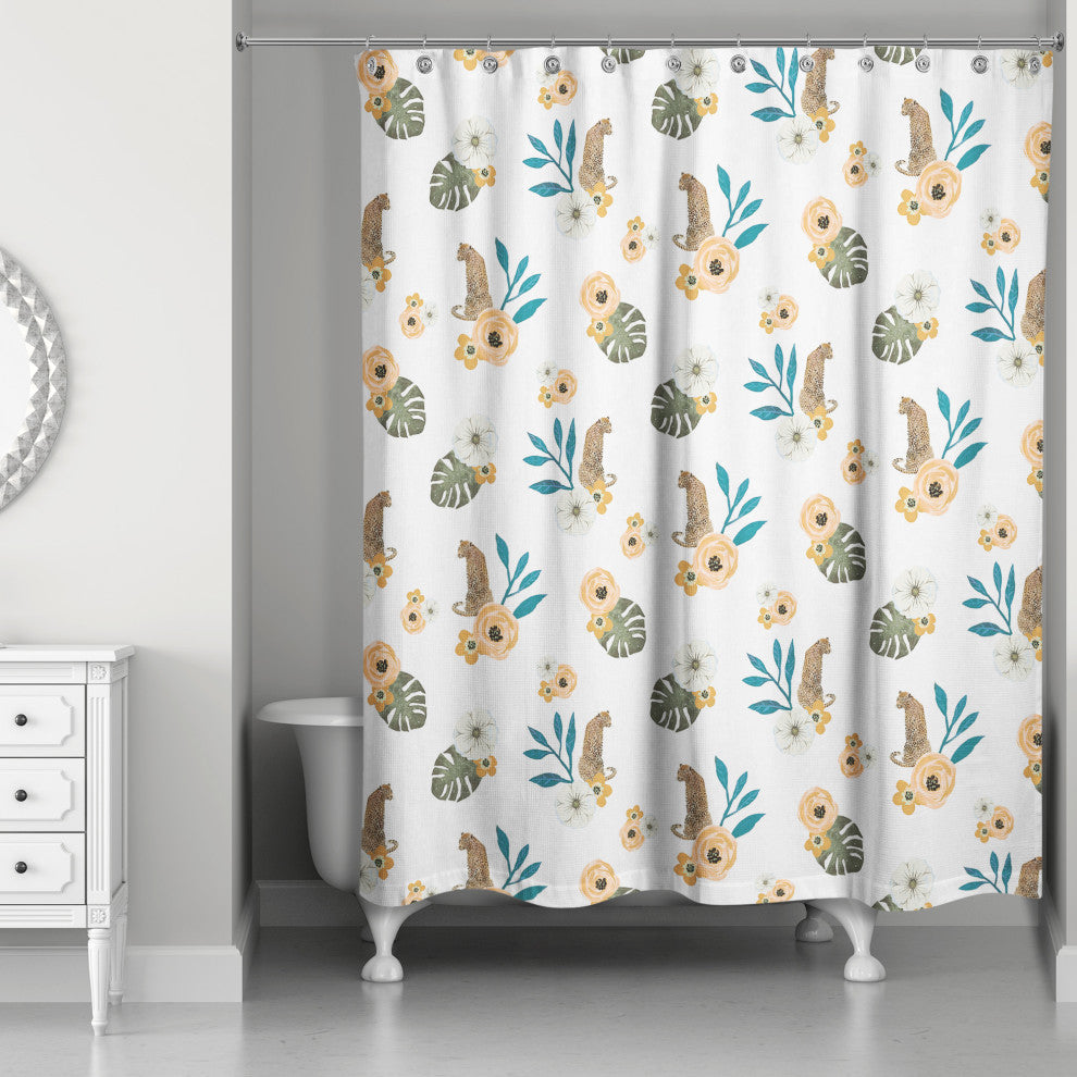 Tropical Jag White 71x74 Shower Curtain