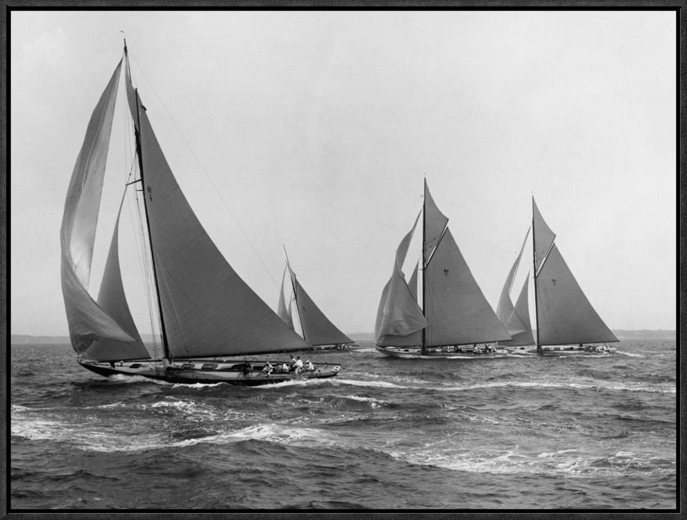 "Sloops at Sail, 1915" Framed Canvas Giclee by Edwin Levick, 25x19"