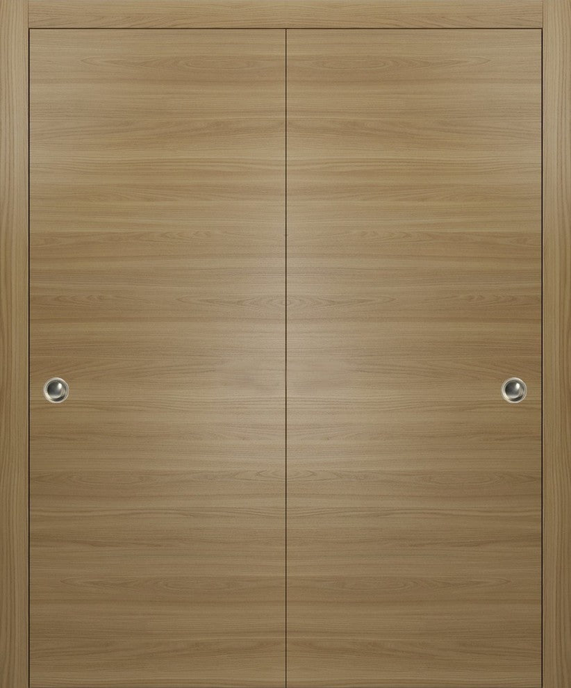 Sliding Closet Bypass Doors 72 x 80 & Hardware | Planum 0010 Honey Ash