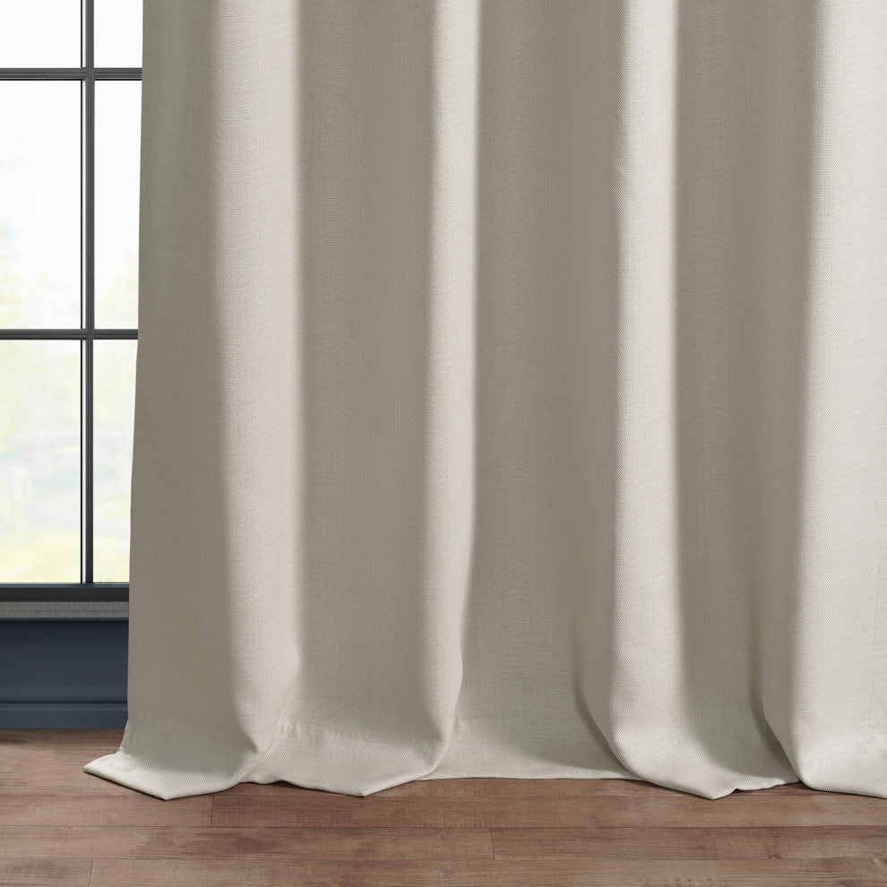 Faux Linen Grommet Room Darkening Curtain Single Panel, Birch, 50"x84"