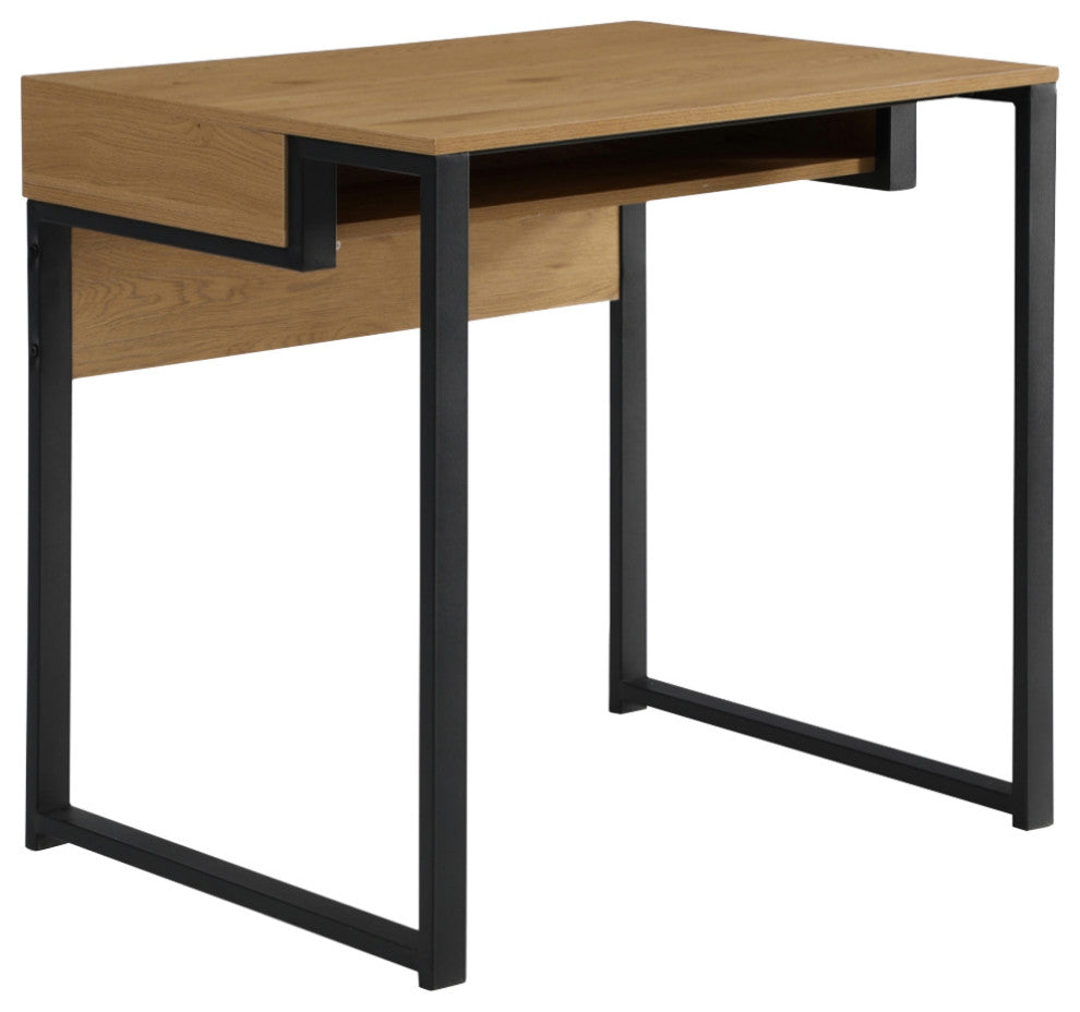 Loft Lyfe Edie Desk, Open Front Storage, Natural/Black 31.5Lx23.6Wx30H