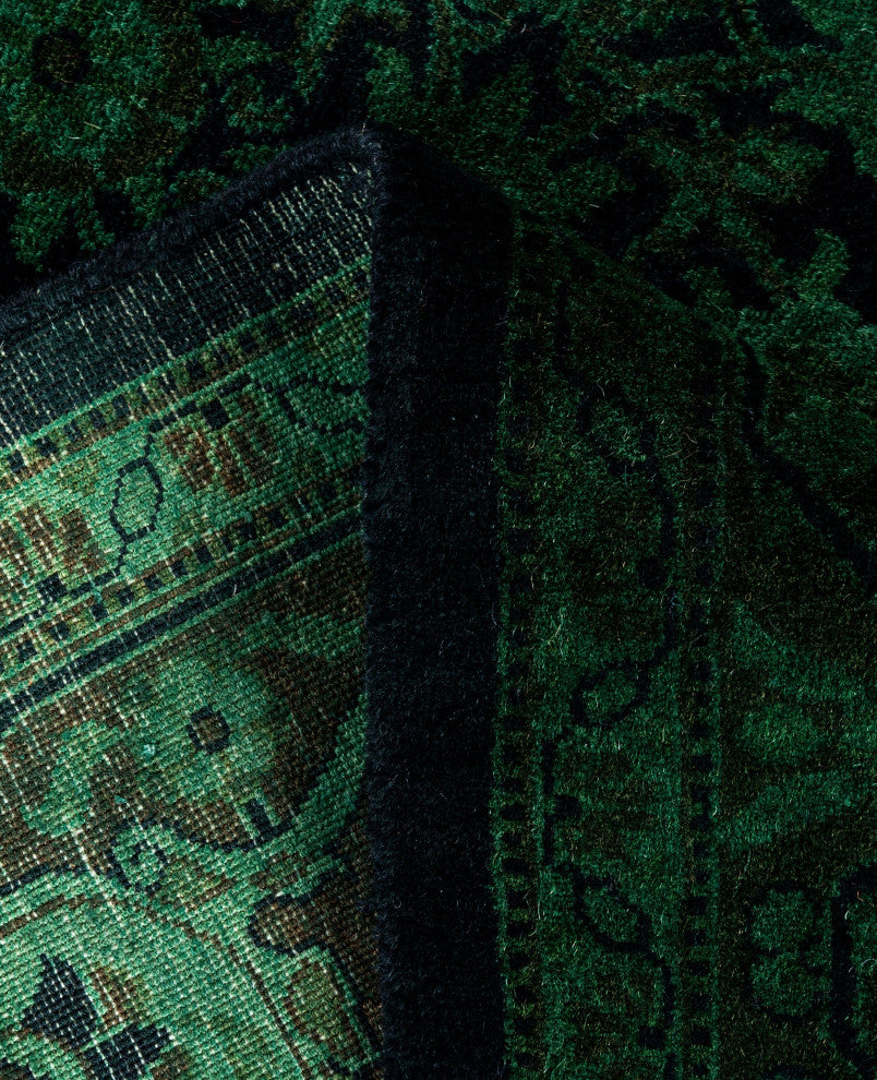 Overdyed One-of-a-Kind Hand-Knotted Area Rug Green, 4' 7" x 7' 2"