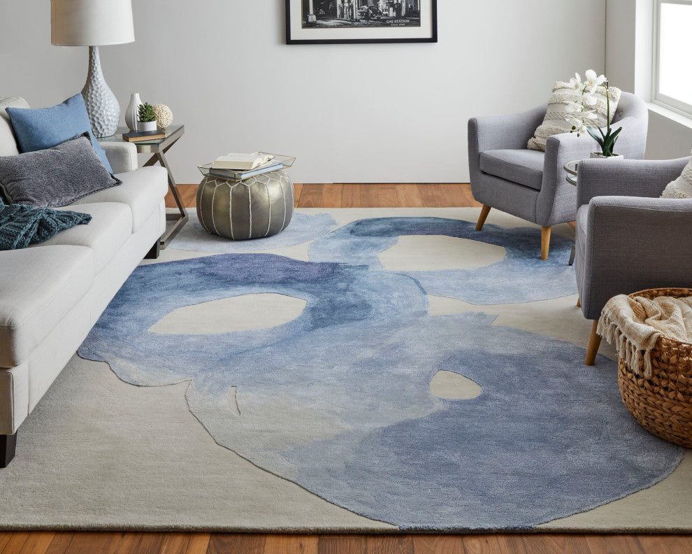 Ramiro R8887 Transitional/Industrial/Casual Rug, Blue, 5'x8'