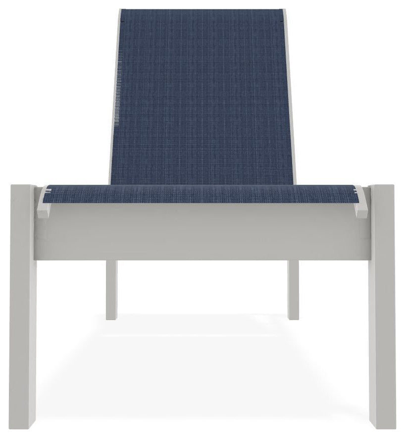 Leeward Sling Stackable Outdoor Chaise Lounge, Mavi/Snow