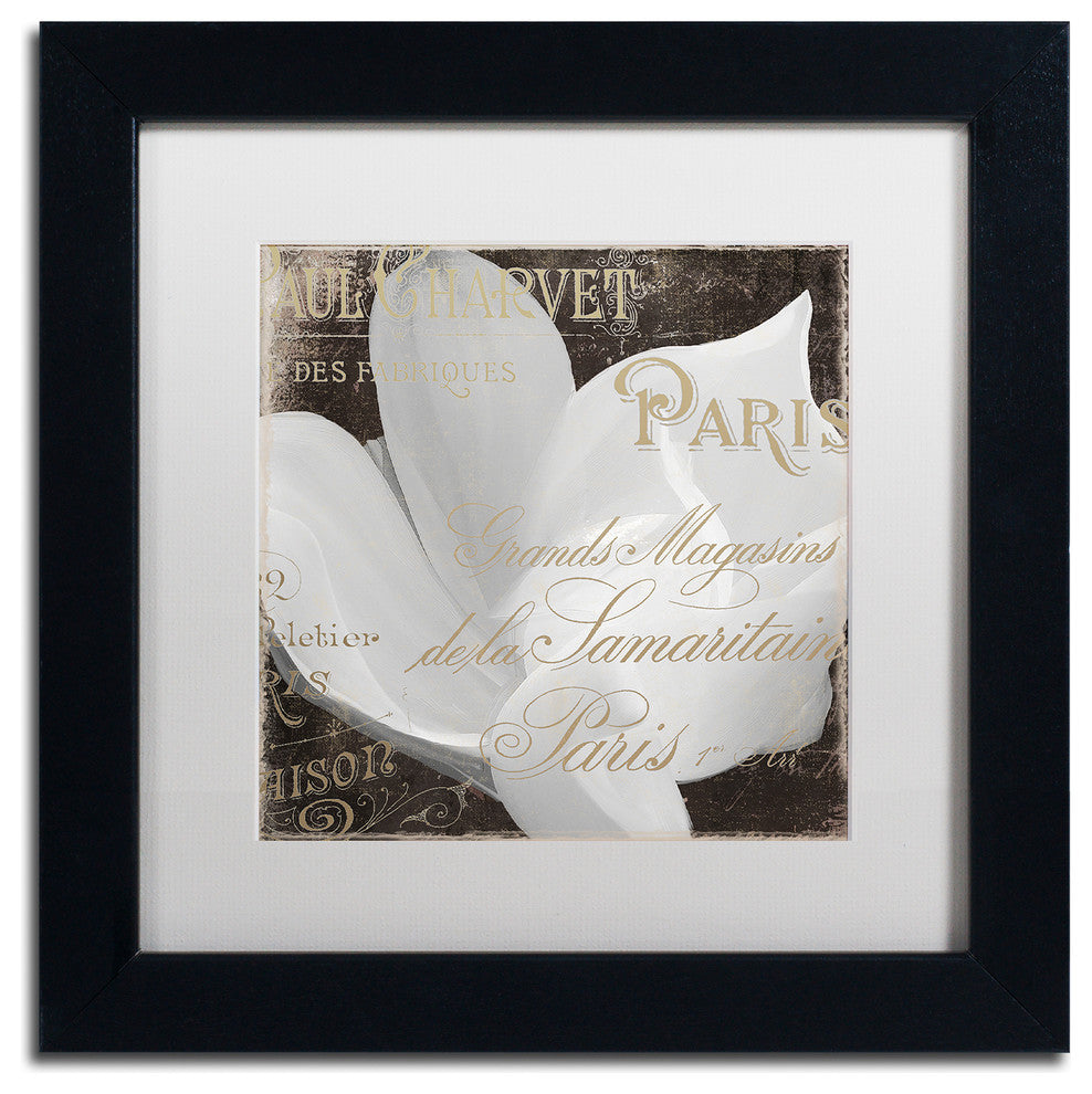 Color Bakery 'Fleurs Blanc II' Art, Black Frame, White Matte, 11"x11"