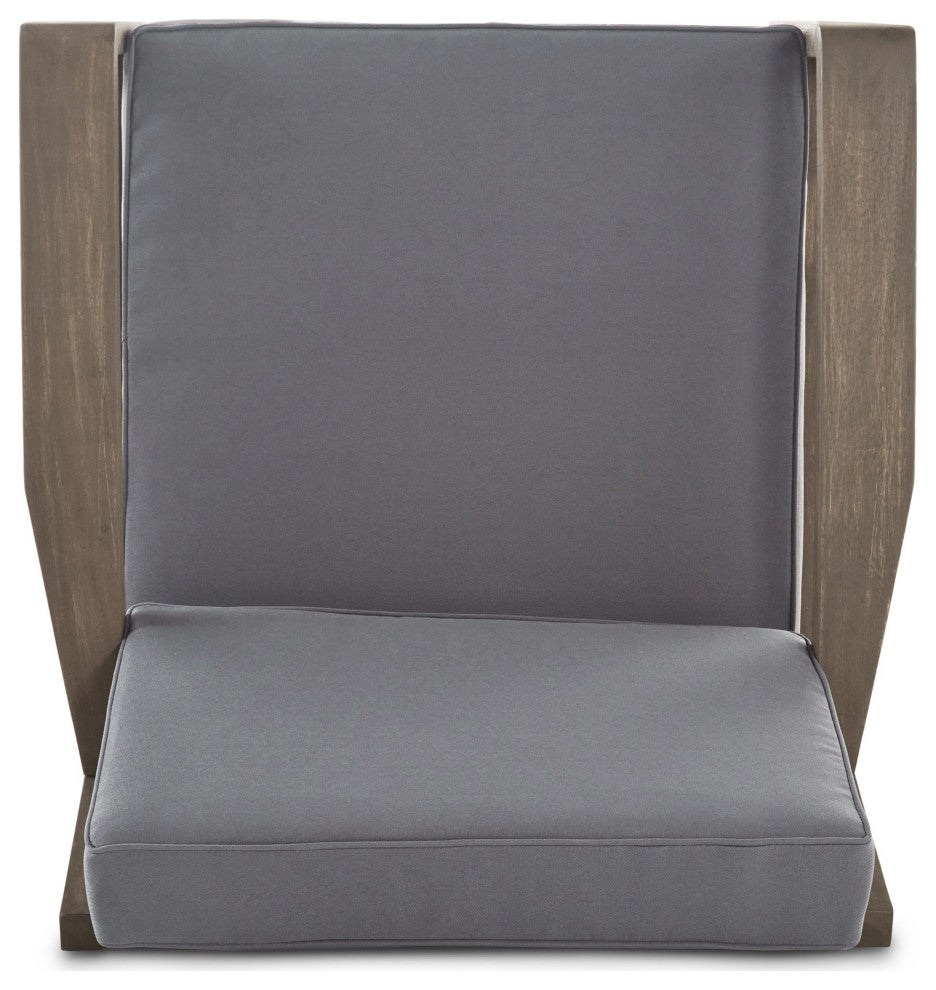 GDF Studio Giselle Outdoor Acacia Wood Club Chairs With Water Resistant Cushions, Set of 2