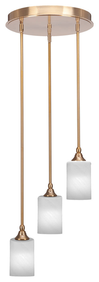 Empire 3-Light Cluster Pendalier, New Age Brass/White Marble