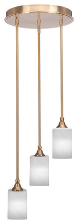Empire 3-Light Cluster Pendalier, New Age Brass/White Marble