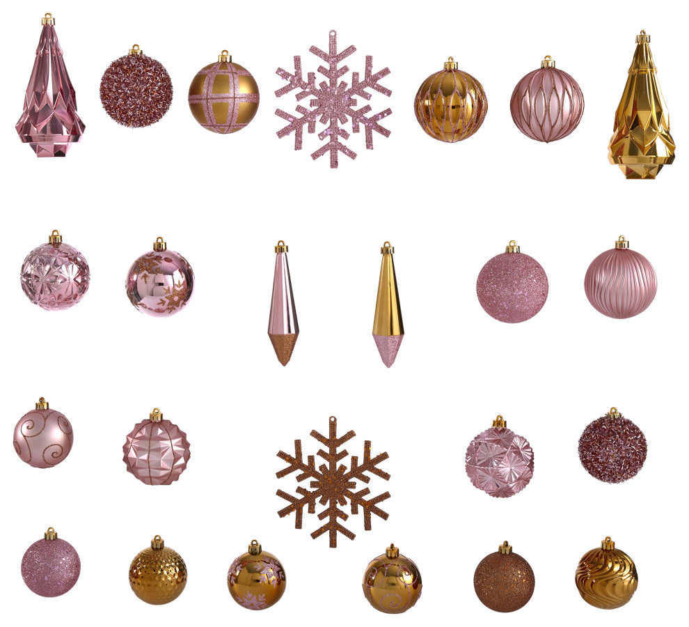Shatterproof, 52 Count Xmas Tree Ornament Set, 80mm to 150mm With Reusable Tray