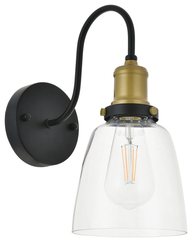Brass And Black Finish 1-Light Wall Sconce