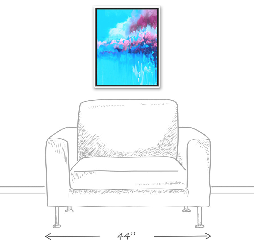 Blue Pink and Purple Colorful Cluster 16x20 White Floating Framed Canvas