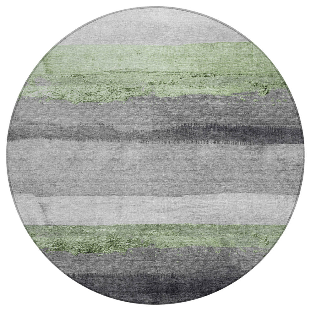 Machine Washable Indoor/Outdoor Chantille ACN1883 Aloe 8' x 8' Round Rug