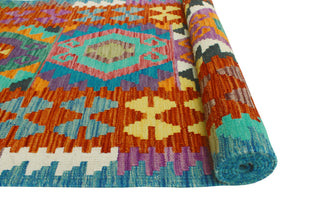 Flatweave Malik Red/Navy Runner, 2'7x9'11
