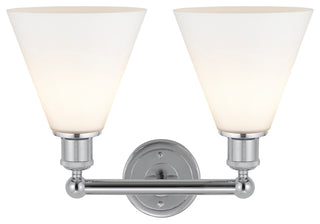 Berkshire 2-Light 17" Vanity Light, Polished Chrome Finish, Matte White Shade