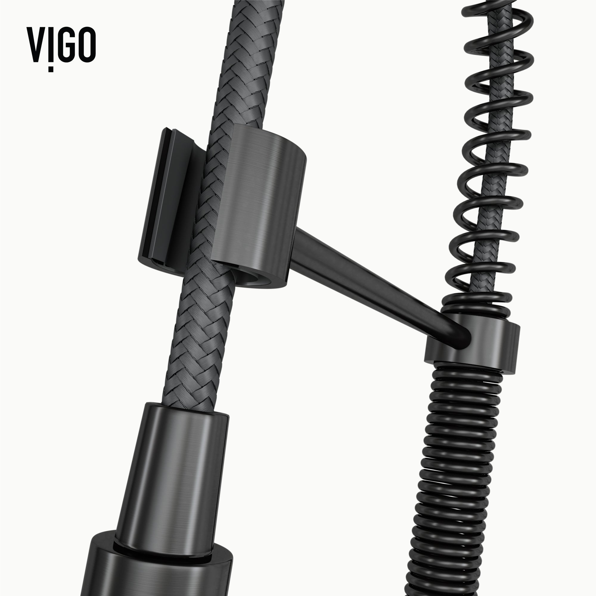 VIGO Edison 19" H Single Handle Pull-Down Sprayer Kitchen Faucet, Graphite Black, No Sensor, Without Extras