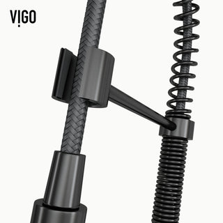 VIGO Edison 19" H Single Handle Pull-Down Sprayer Kitchen Faucet, Graphite Black, No Sensor, Without Extras