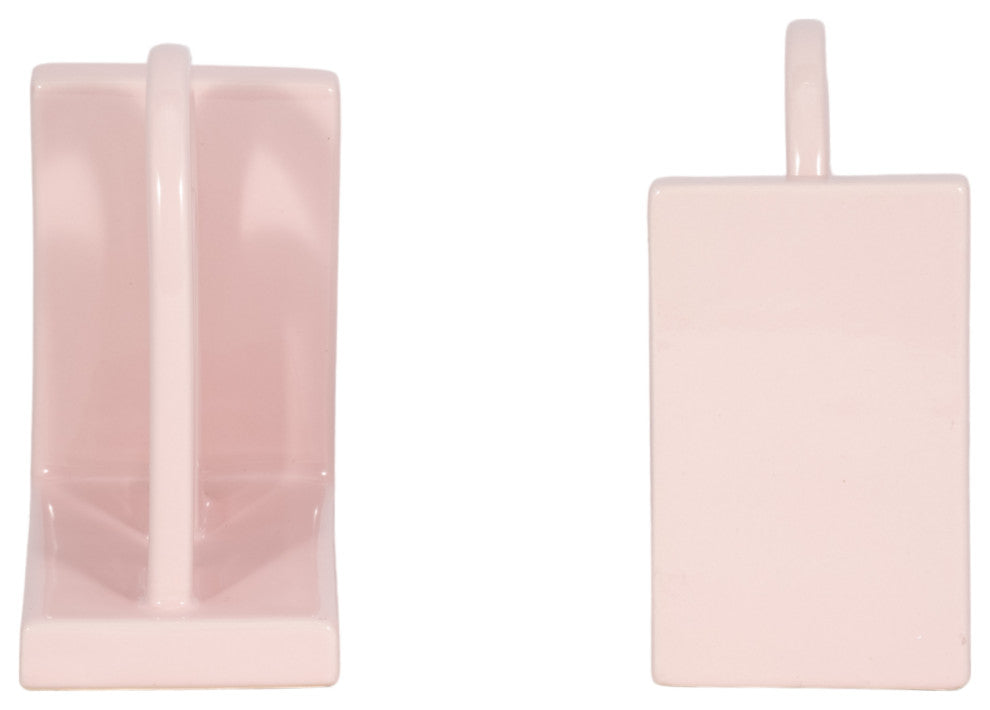 Ceramic Set of 2 6" Arch Bookends, Blush
