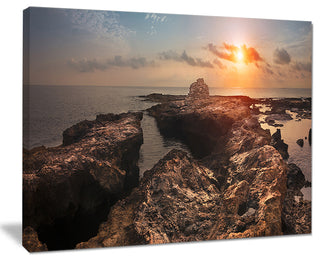 "Rocky African Coast Panorama" Oversized Beach Canvas Artwork, 20"x12"