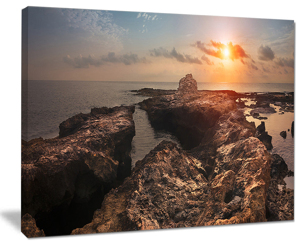 "Rocky African Coast Panorama" Oversized Beach Canvas Artwork, 20"x12"