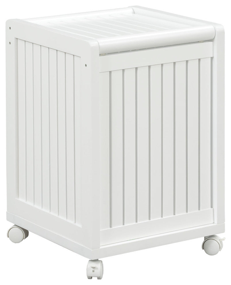 Abingdon Mobile Hamper With Lid, White