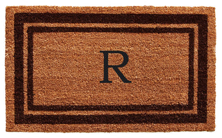 Brown Border 18"x30" Monogram Doormat, Letter R