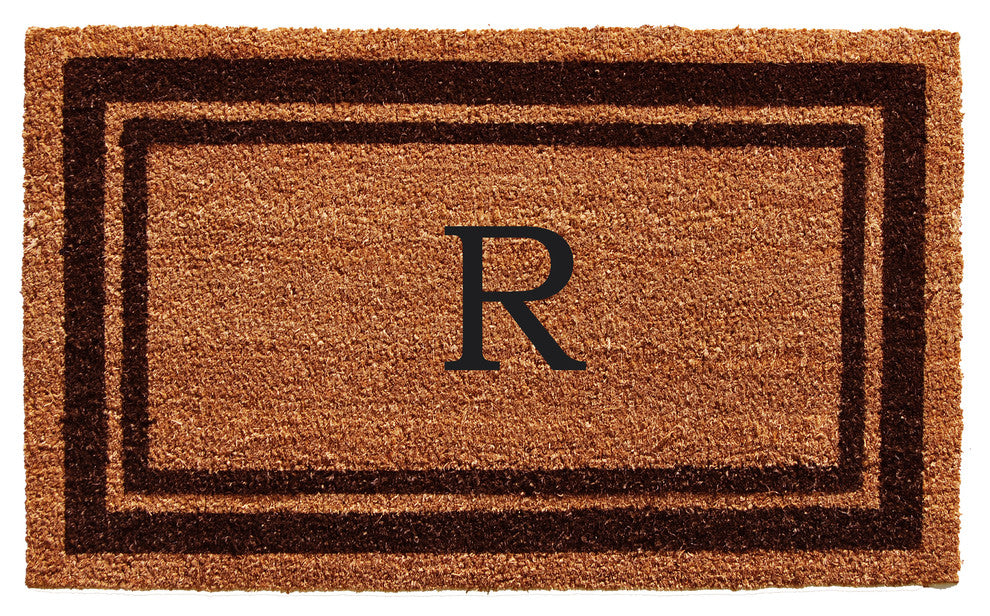Brown Border 18"x30" Monogram Doormat, Letter R