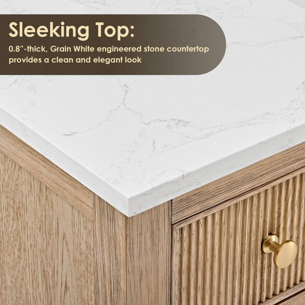 Cerrito Bathroom Vanity, Natural Oak, 72" Double, With Mirror